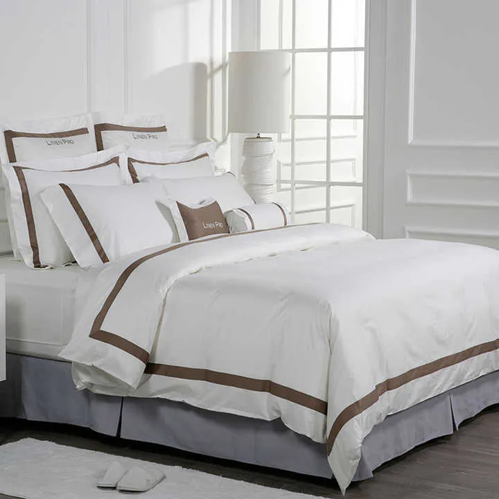الجملة المعزون طقم سرير 100% قطن واحد ملاءات السرير الأبيض فندق أغطية سرير Wholesale Comforters Bedding Set 100% Cotton Single Bed Sheets White Hotel Bed Linen
