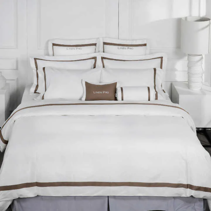 الجملة المعزون طقم سرير 100% قطن واحد ملاءات السرير الأبيض فندق أغطية سرير Wholesale Comforters Bedding Set 100% Cotton Single Bed Sheets White Hotel Bed Linen