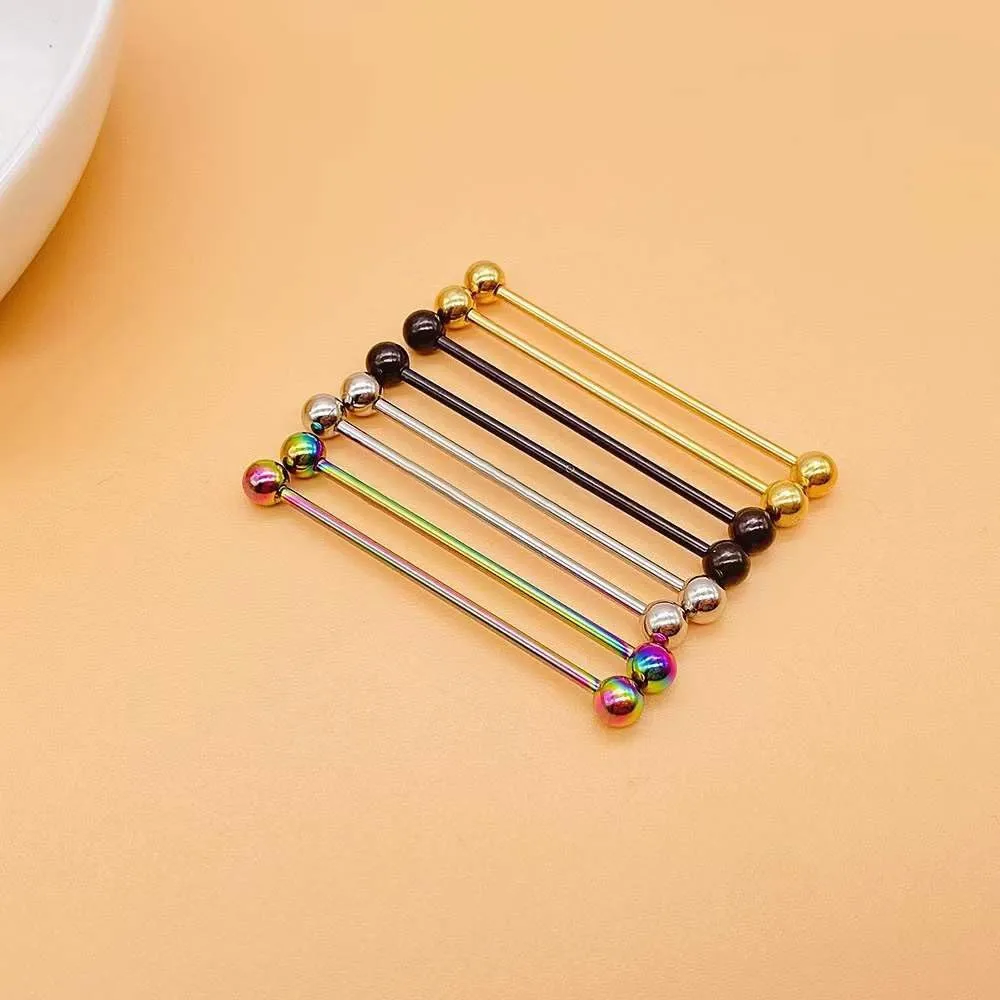 14G Stainless Steel Industrial Barbell Earrings for Women Men 38mm Solid Color Cartilage Conch Helix Industrial Bar Body Piercing Jewelry
