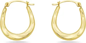 14K Gold Twist Design Oval Shape French Lock Hoop Earrings-2mm x 17mm - Jewelry for Women - Small Hoop Earrings