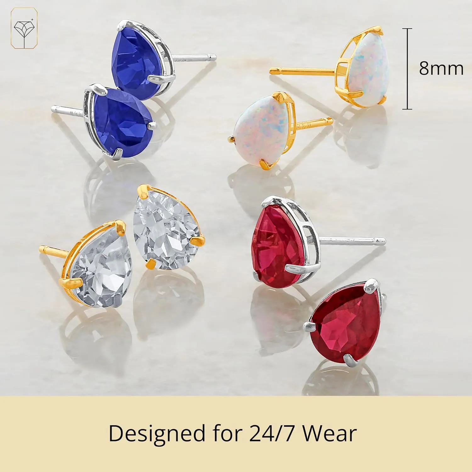 14k Yellow or White Gold Teardrop Gemstone Pear Shape Stud Earrings for Women with Push Backs and 8mm x 6mm Birthstone by MAX   STONE