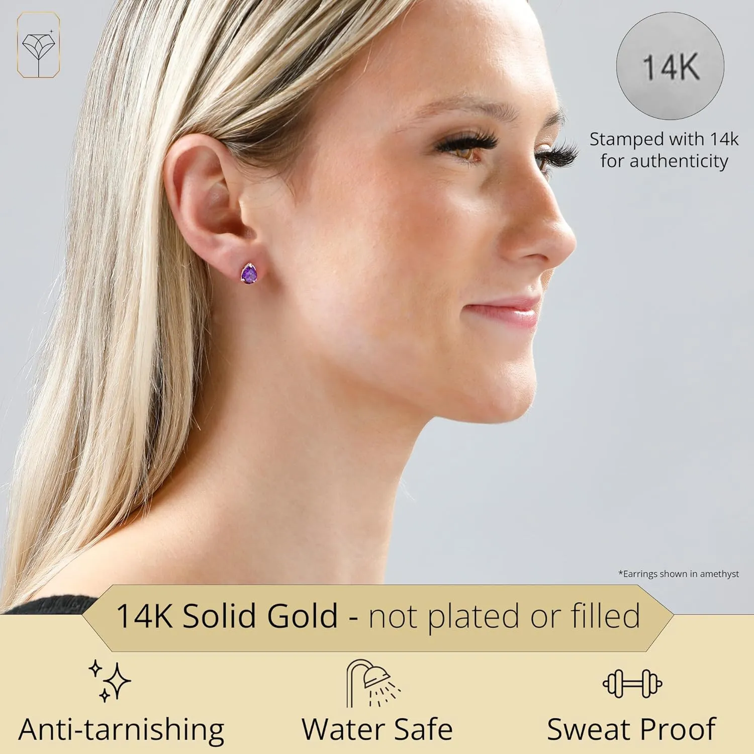 14k Yellow or White Gold Teardrop Gemstone Pear Shape Stud Earrings for Women with Push Backs and 8mm x 6mm Birthstone by MAX   STONE