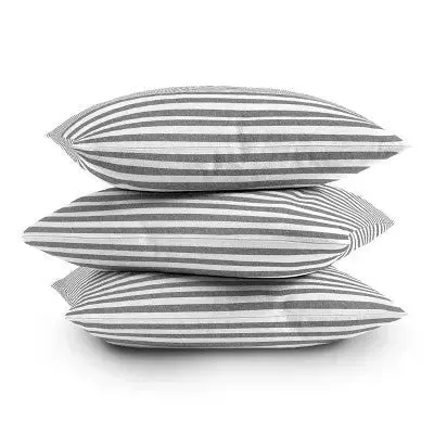 16"x16" Little Arrow Design Co. Striped Square Throw Pillow Gray - Deny Designs