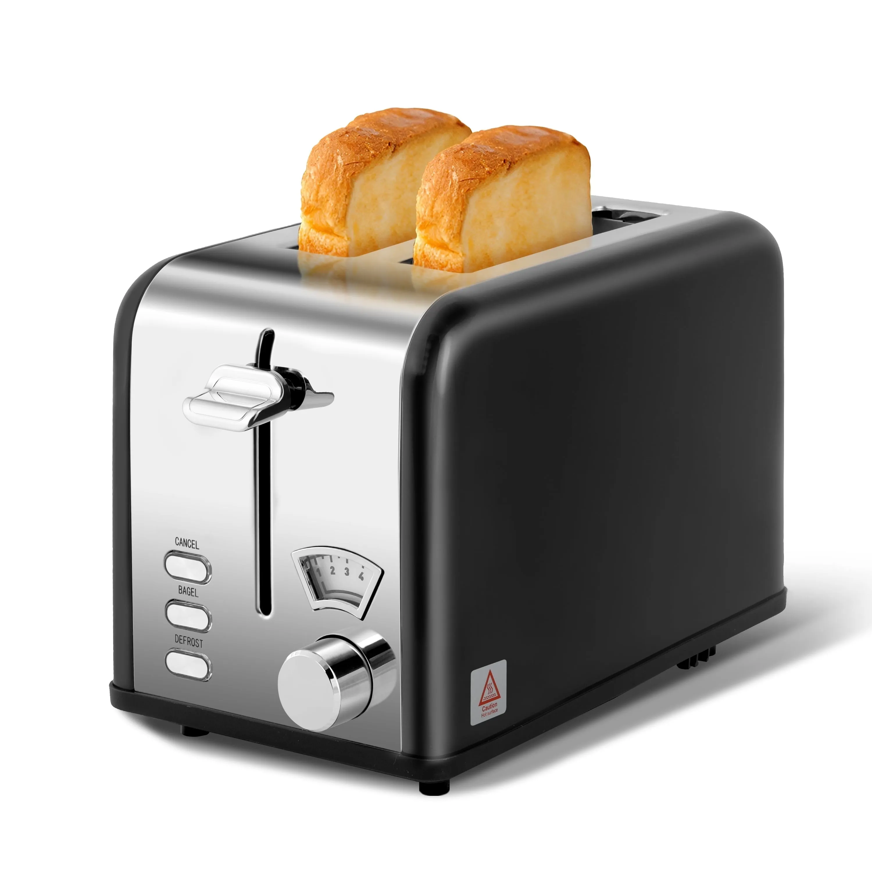 2 Slice Toaster Extra Wide Slots 5 Shade Settings Bagel, Defrost & Cancel Function Stainless Steel Removable Crumb Tray
