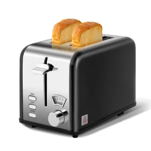 2 Slice Toaster Extra Wide Slots 5 Shade Settings Bagel, Defrost & Cancel Function Stainless Steel Removable Crumb Tray