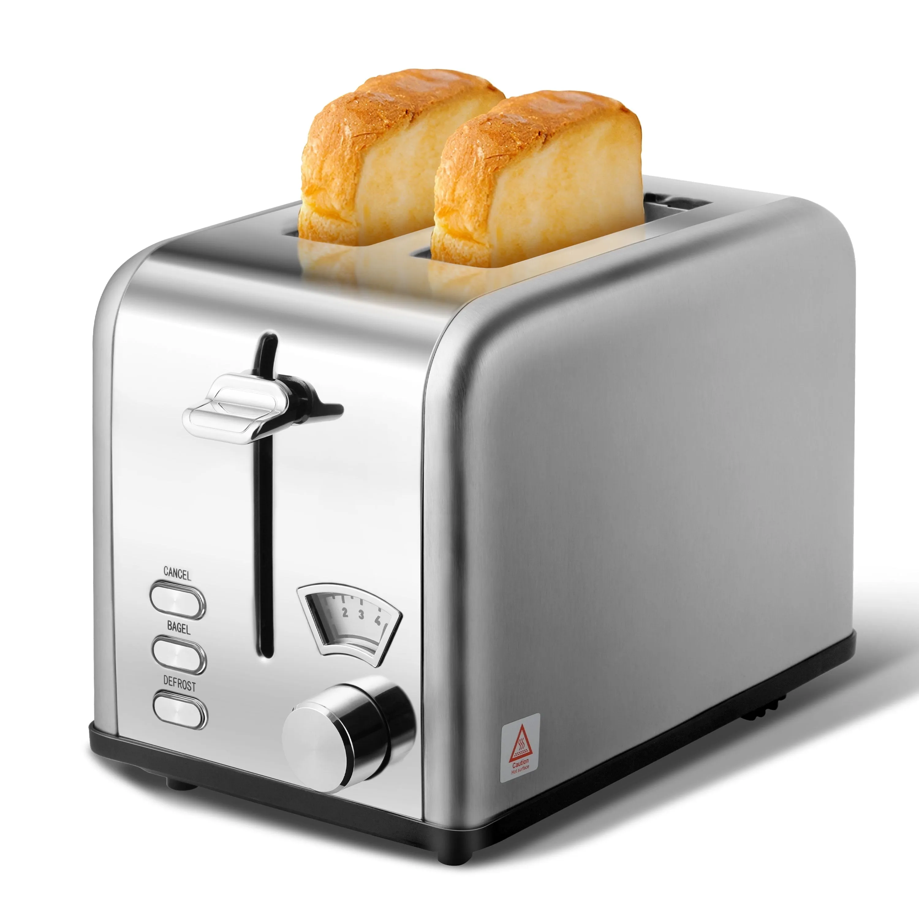 2 Slice Toaster Extra Wide Slots 5 Shade Settings Bagel, Defrost & Cancel Function Stainless Steel Removable Crumb Tray