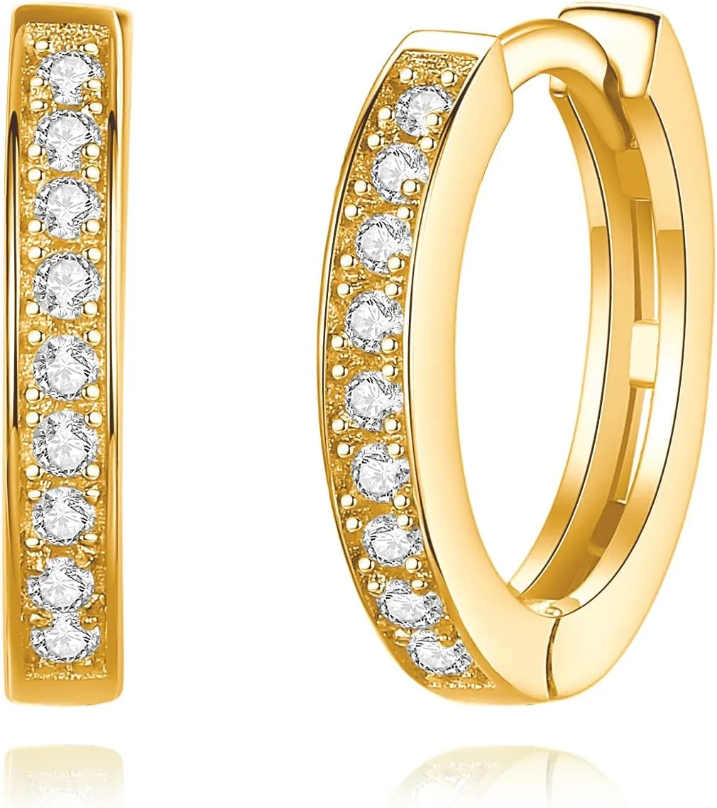 925 Sterling Silver Cubic Zirconia Huggie Hoop Earrings
