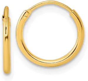 925 Sterling Silver Gold-plated Hoop Earrings (L-9.5,11.5mm)