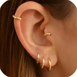 925 Sterling Silver Small Gold Hoop Earrings for Women Men,18K Gold Plated Hinge Huggie Hoop Earrings fit Helix, Rook, Earlobe Lightweight Hypoallergenic Earrings (1 Pair - 8mm)