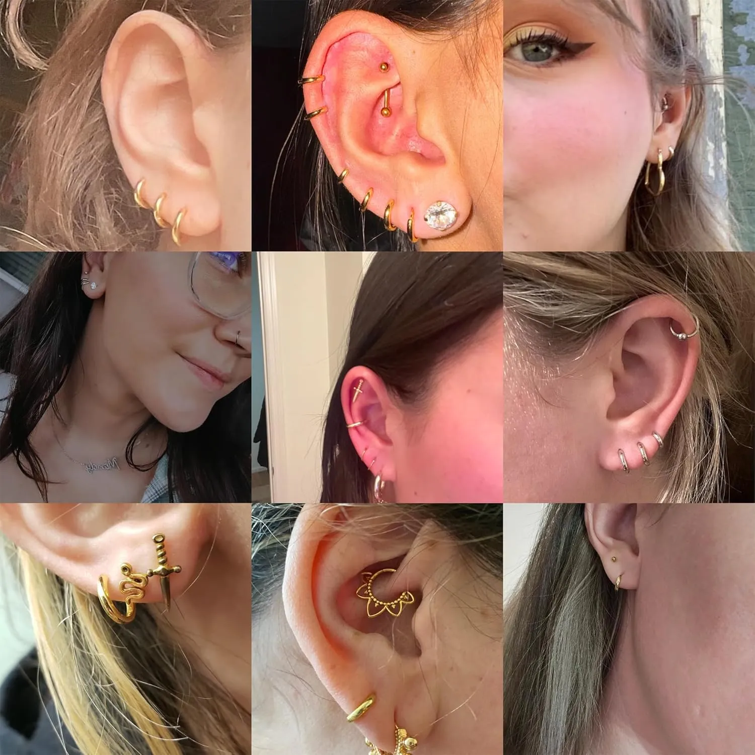 925 Sterling Silver Small Gold Hoop Earrings for Women Men,18K Gold Plated Hinge Huggie Hoop Earrings fit Helix, Rook, Earlobe Lightweight Hypoallergenic Earrings (1 Pair - 8mm)