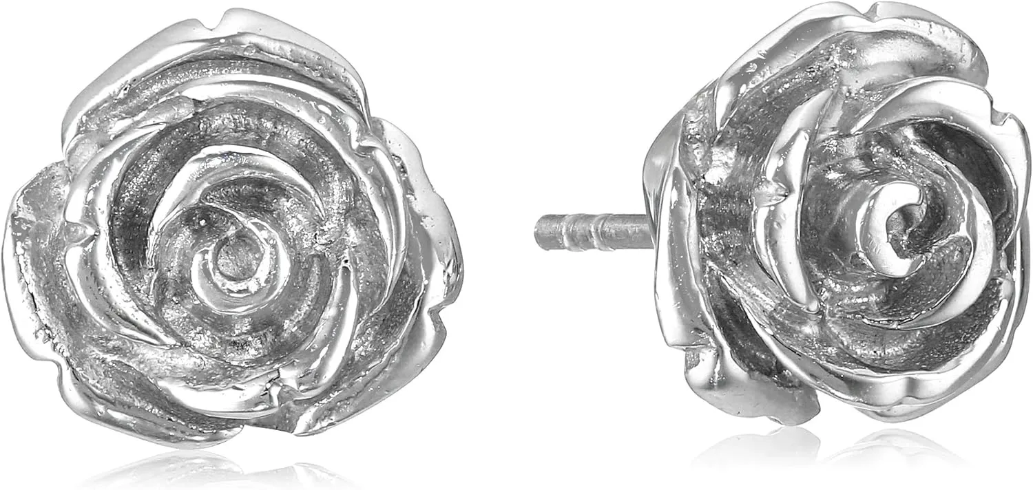 Amazon Essentials 925 Sterling Silver Rose Gold Earrings for Women, Nickel-Free Hypoallergenic Jewelry Gift, Push Back Stud Earrings , (previously Amazon Collection)