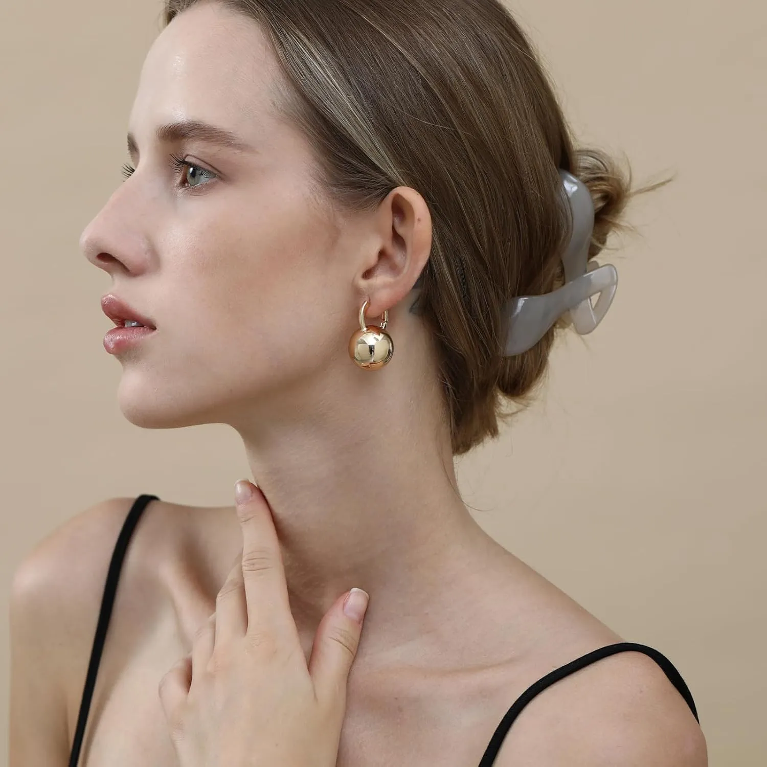 Ascona Gold/Silver Hoop Earrings, Gold Plated Ball Drop Dangle Hypoallergenic Lightweight Earrings for Women