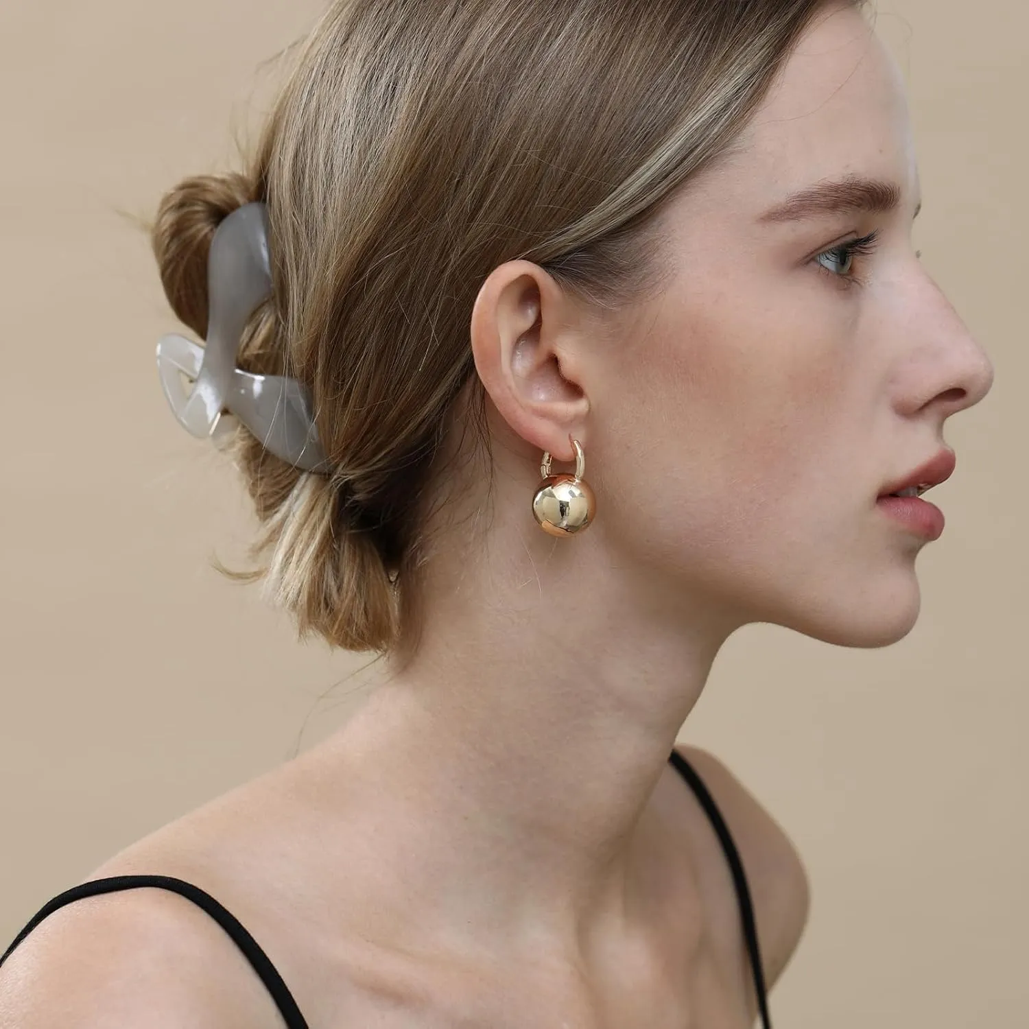 Ascona Gold/Silver Hoop Earrings, Gold Plated Ball Drop Dangle Hypoallergenic Lightweight Earrings for Women