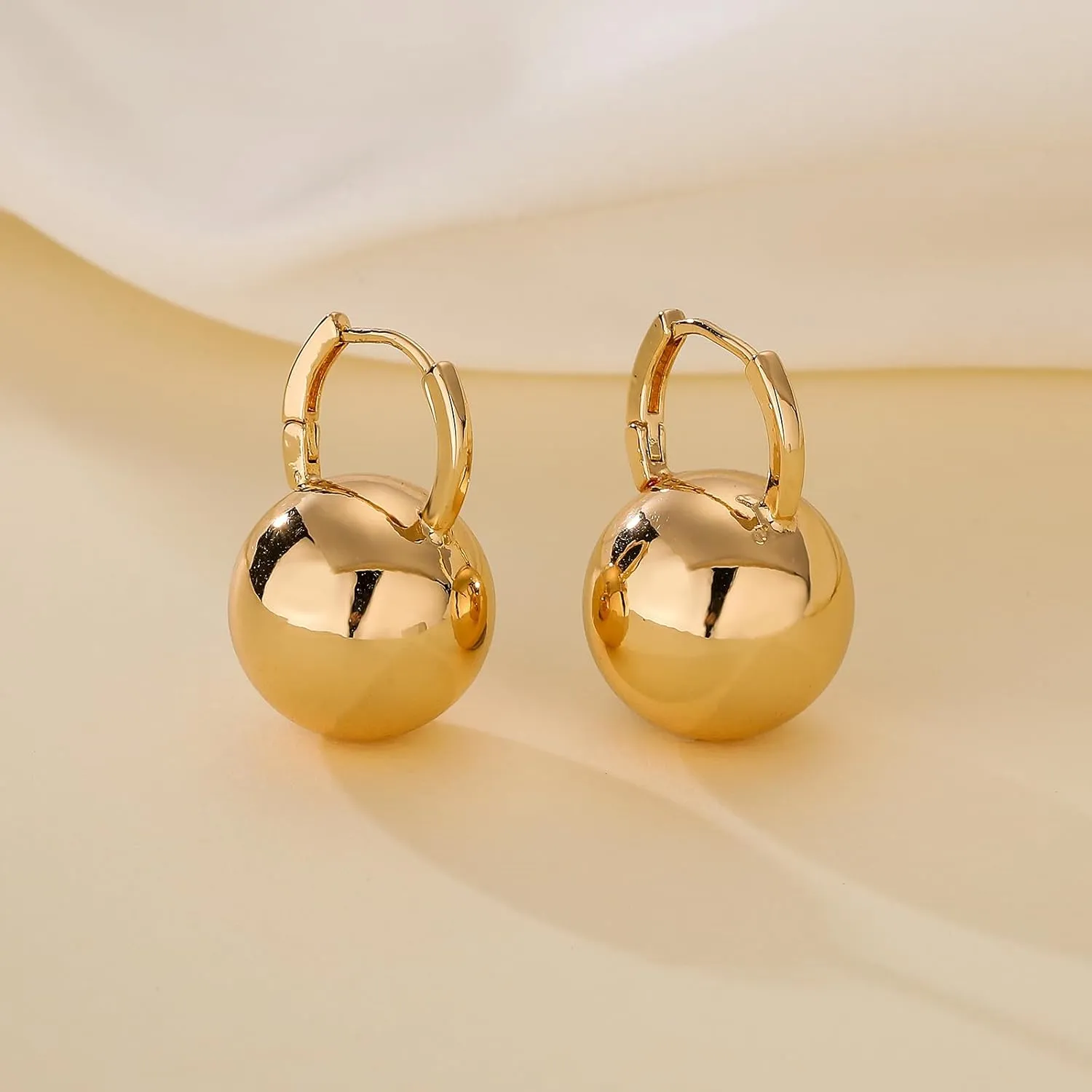 Ascona Gold/Silver Hoop Earrings, Gold Plated Ball Drop Dangle Hypoallergenic Lightweight Earrings for Women
