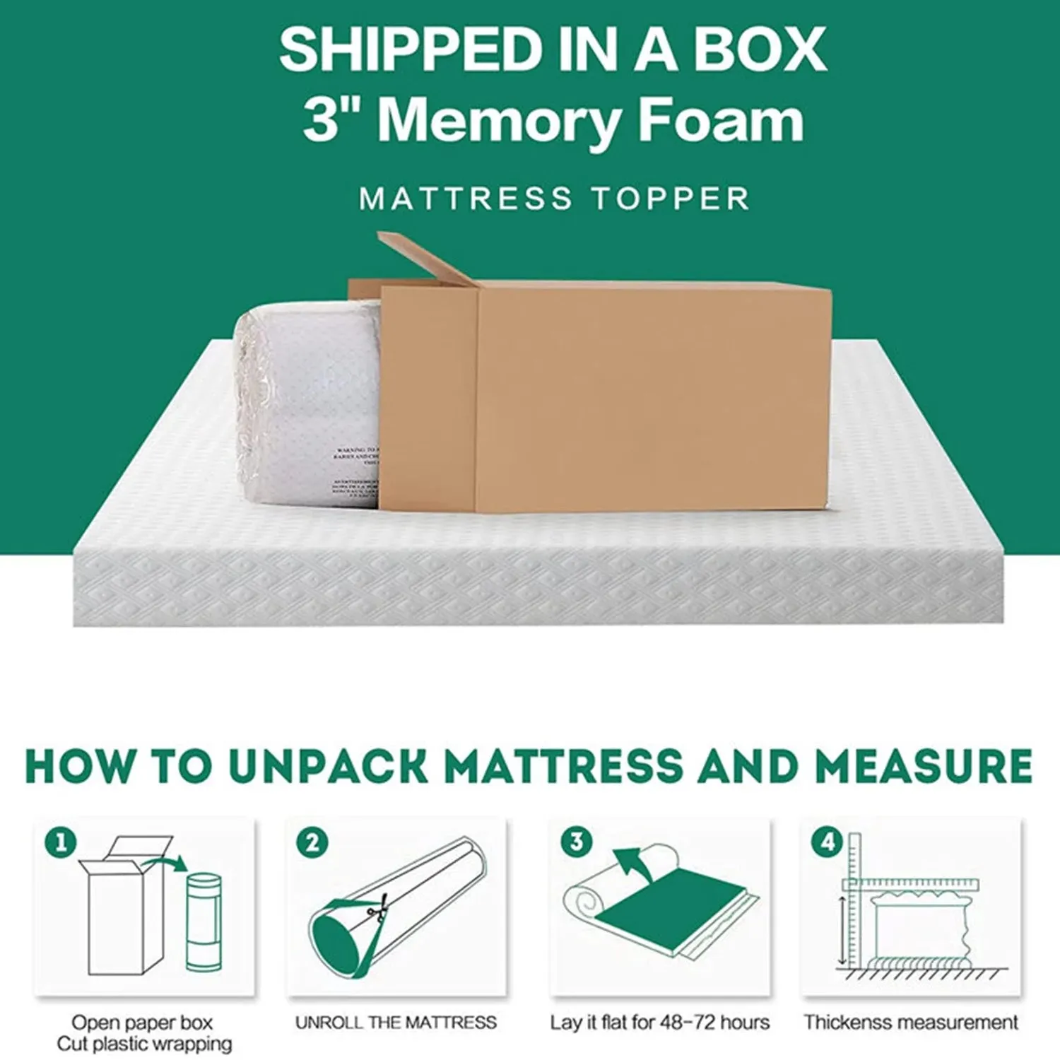 Balichun 3 Inch Gel Memory Foam Mattress Topper for Pressure Relief, Premium Soft Cooling Sleep, Non-Slip Design with Removable & Washable Cover, CertiPUR-US Certified - Twin