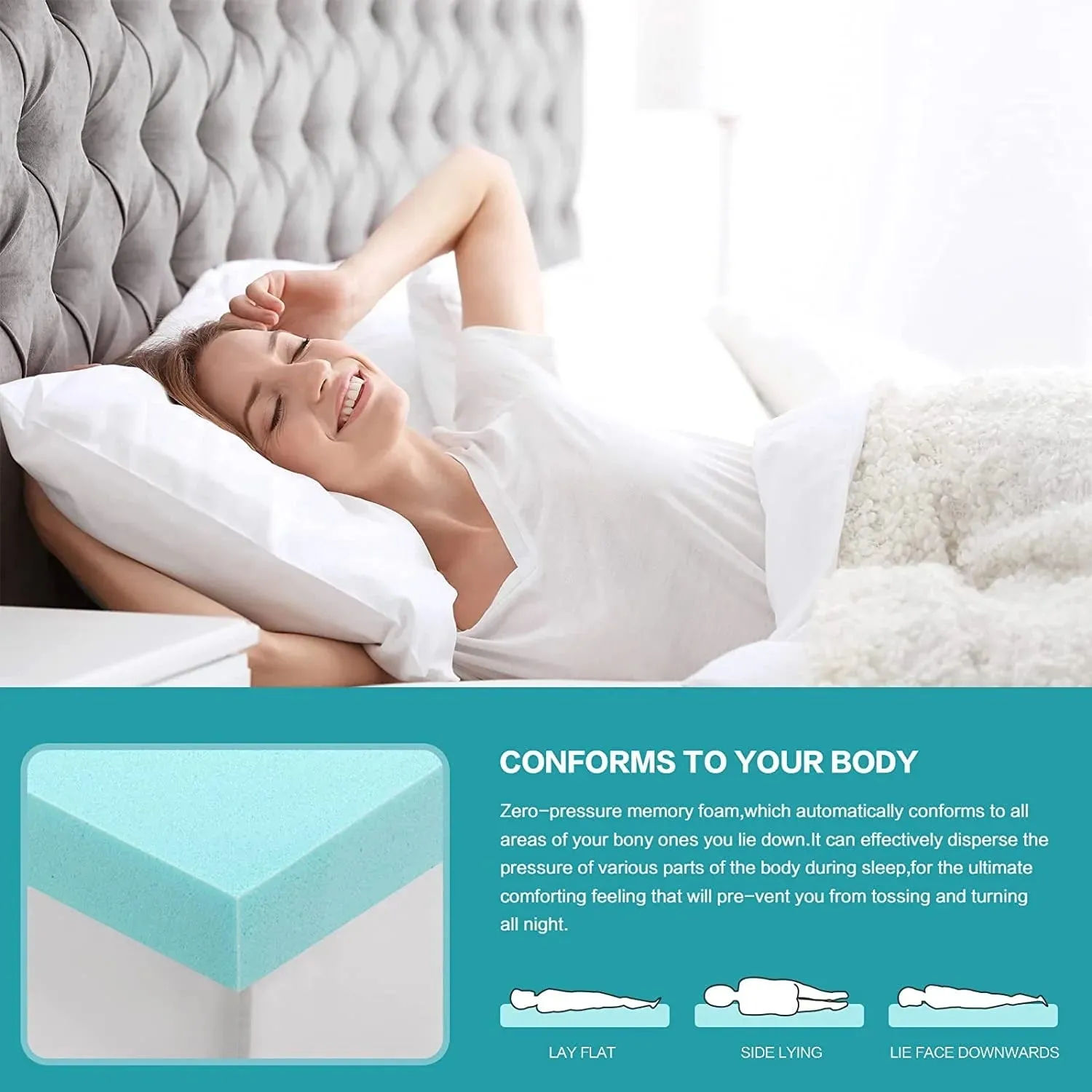Balichun 3 Inch Gel Memory Foam Mattress Topper for Pressure Relief, Premium Soft Cooling Sleep, Non-Slip Design with Removable & Washable Cover, CertiPUR-US Certified - Twin