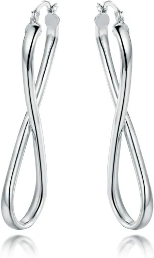 Barzel 18k Gold Plated Infinity Crazy 8 Hoop Earrings