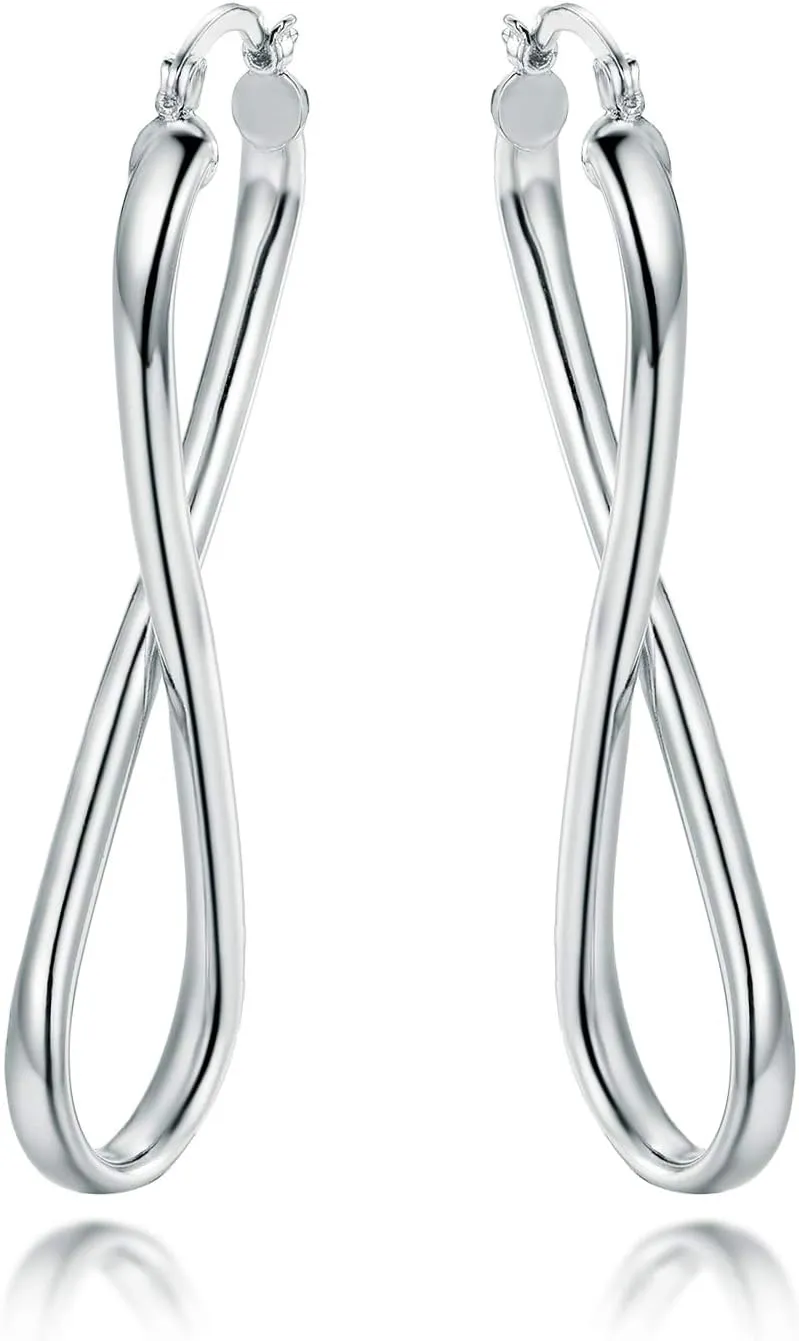 Barzel 18k Gold Plated Infinity Crazy 8 Hoop Earrings