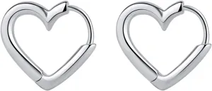 BG&WLing 925 Sterling Silver Heart Huggie Earrings for Women, Sweet Love Heart Small Hoop Earring, Minimalist Jewelry Gifts (Silver)