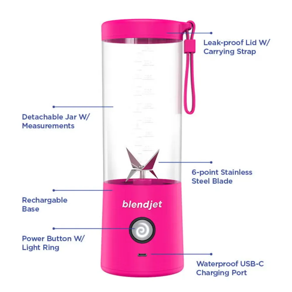BLENDJET V2 Portable Blender - World's Most Powerful Compact 16Oz BPA Free Blender - Hot Pink