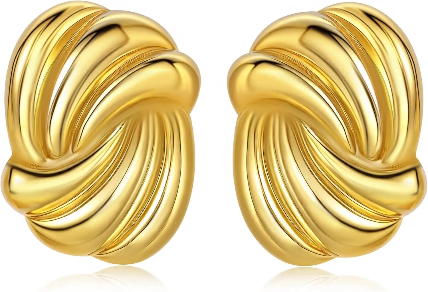 Chunky Gold Earrings for Women, 18K Gold Plated Big Statement Earrings, Trendy Large Gold Stud Earrings