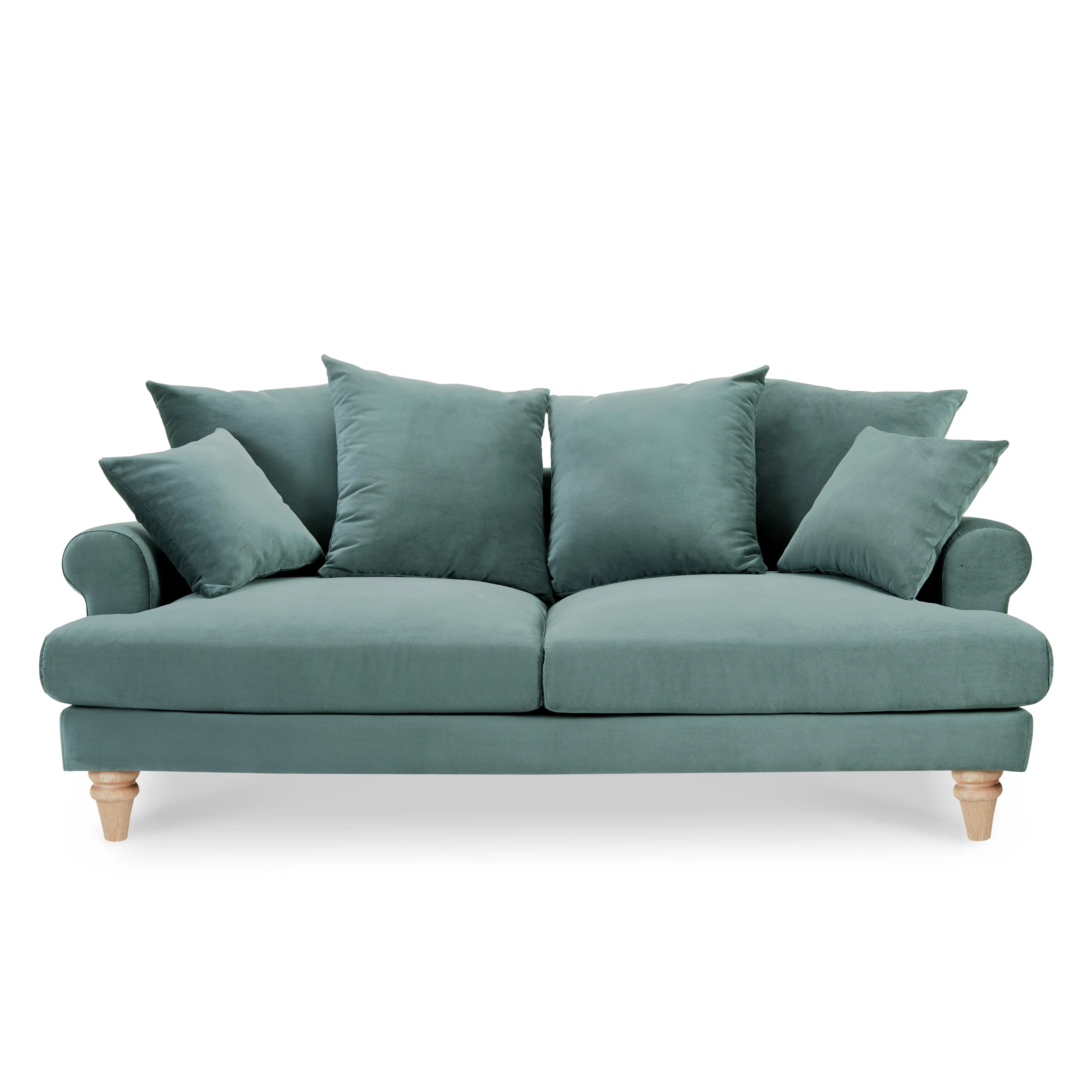 Churchill 2 3 Seater Sofa Set With Scatter Back Cushions, Luxury Teal Velvet