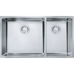 Cube 31.56" x 17.75" Stainless Steel Double Basin Kitchen Sink