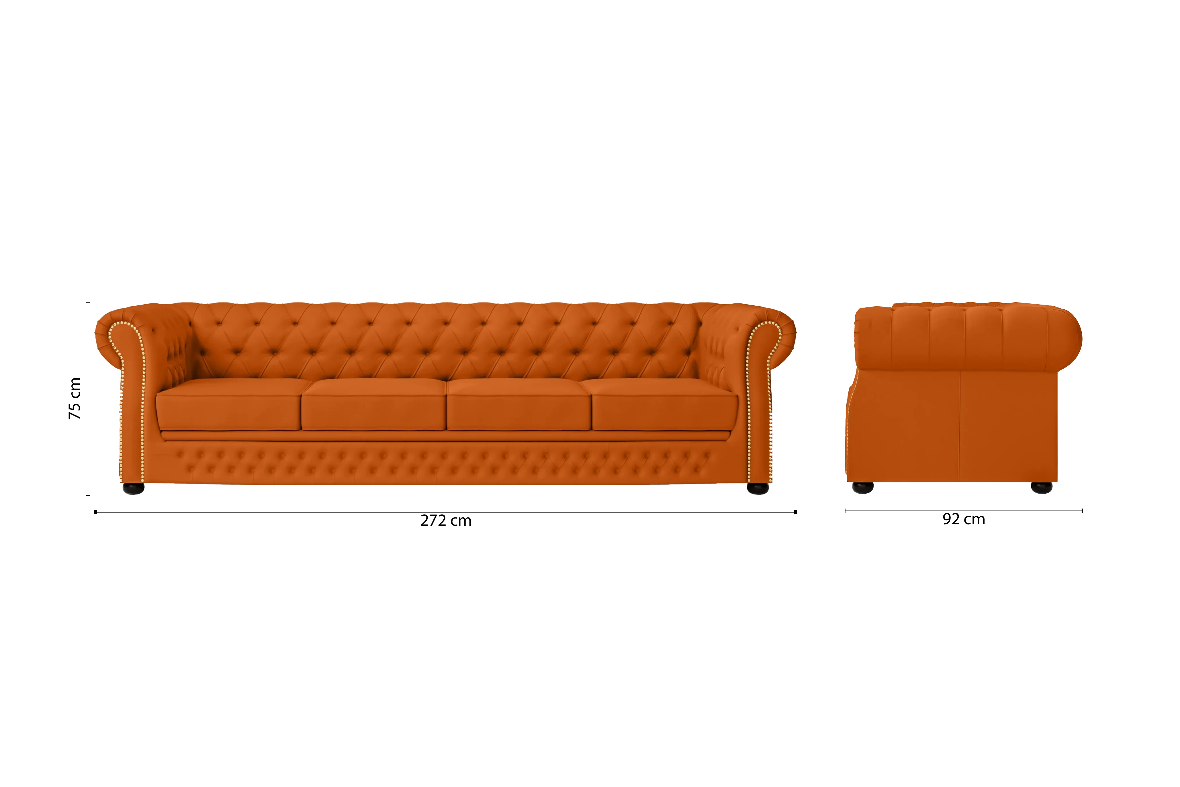 Cuneo 4 Seater Sofa Orange Leather