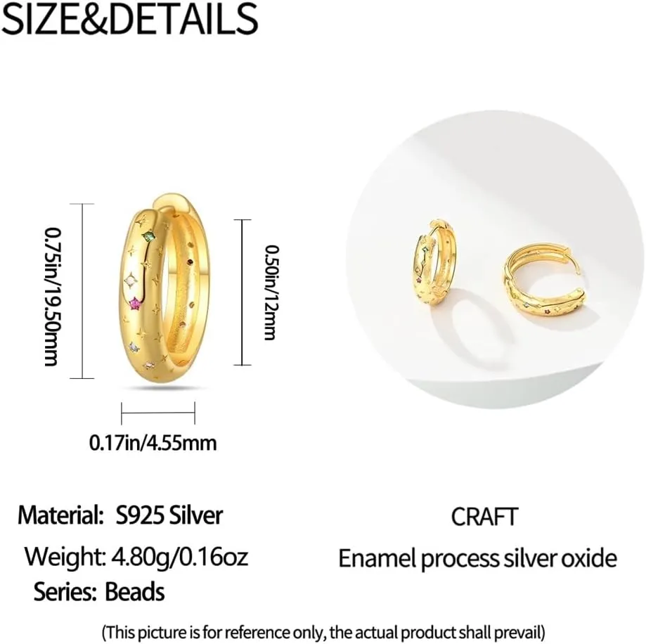 Cycuff 925 Sterling Silver Hoop Earrings Colorful Cubic Zirconia Jewelry Earrings for Women Set Earring Gifts for Her
