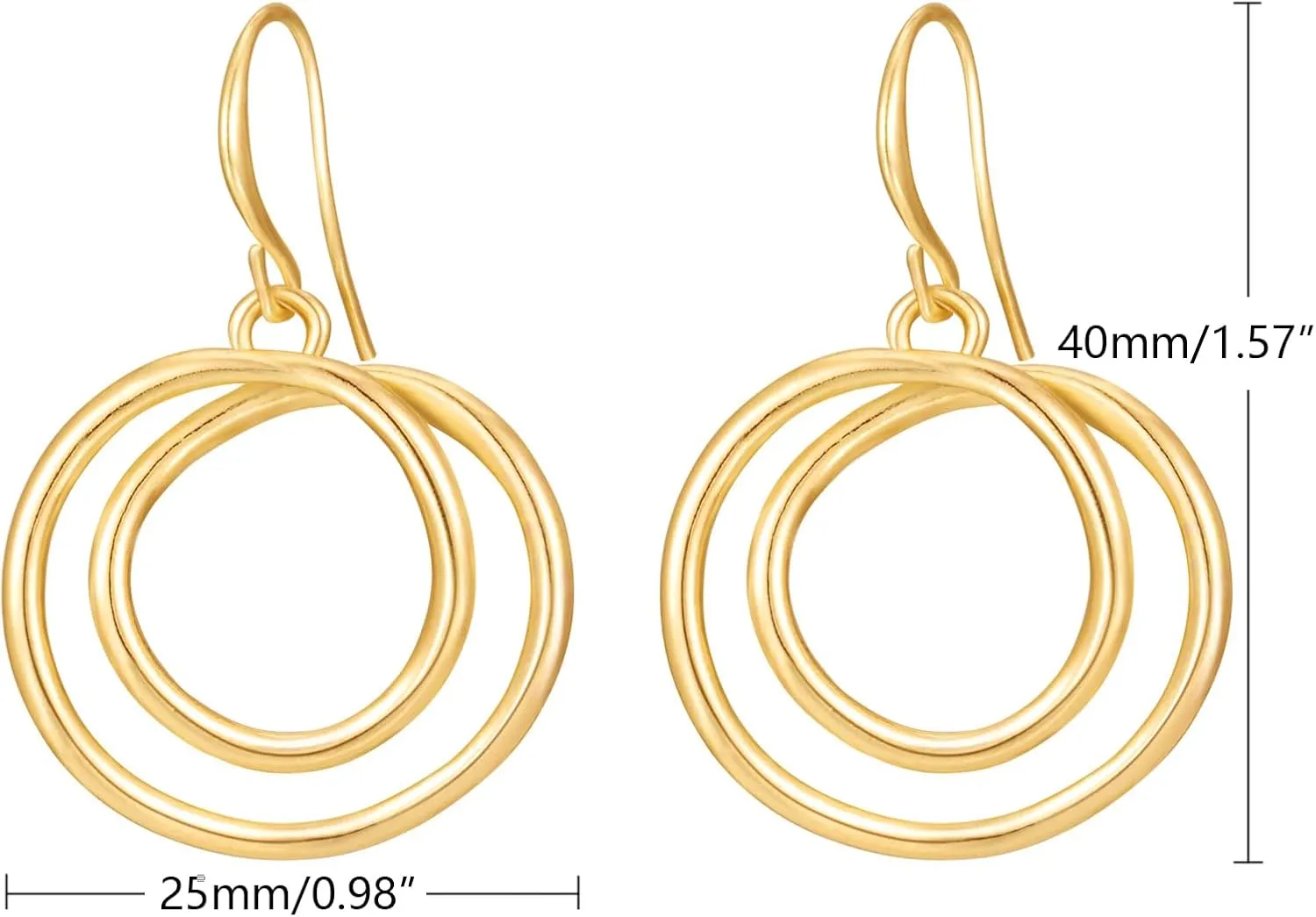Dangle Earrings for Women 14k Gold Plated Teardrop Dangle Earrings Lightweight Minimalist Geometric Hoop Long Drop Dangle Earrings for Women Birthday Party Gift
