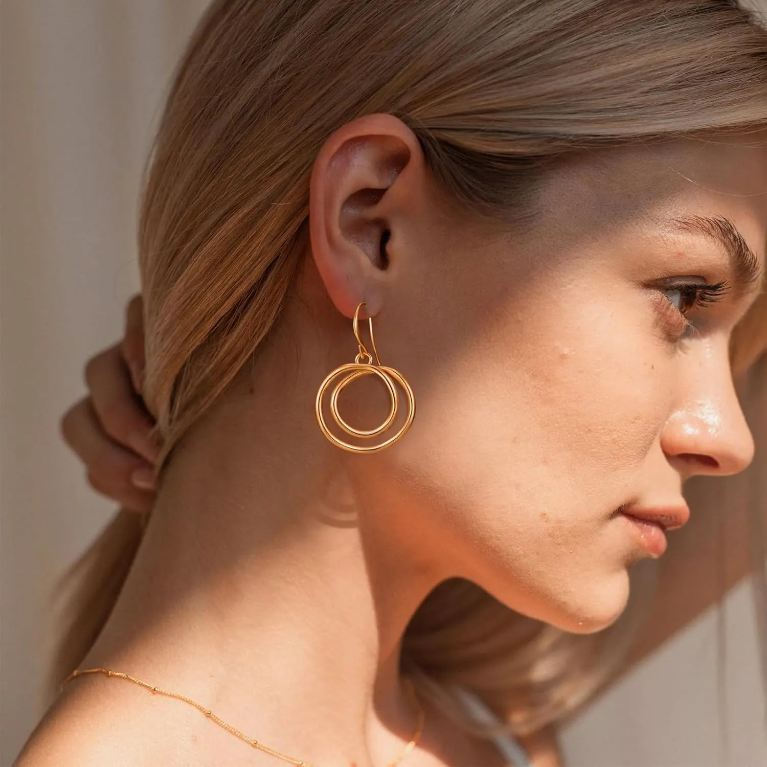 Dangle Earrings for Women 14k Gold Plated Teardrop Dangle Earrings Lightweight Minimalist Geometric Hoop Long Drop Dangle Earrings for Women Birthday Party Gift