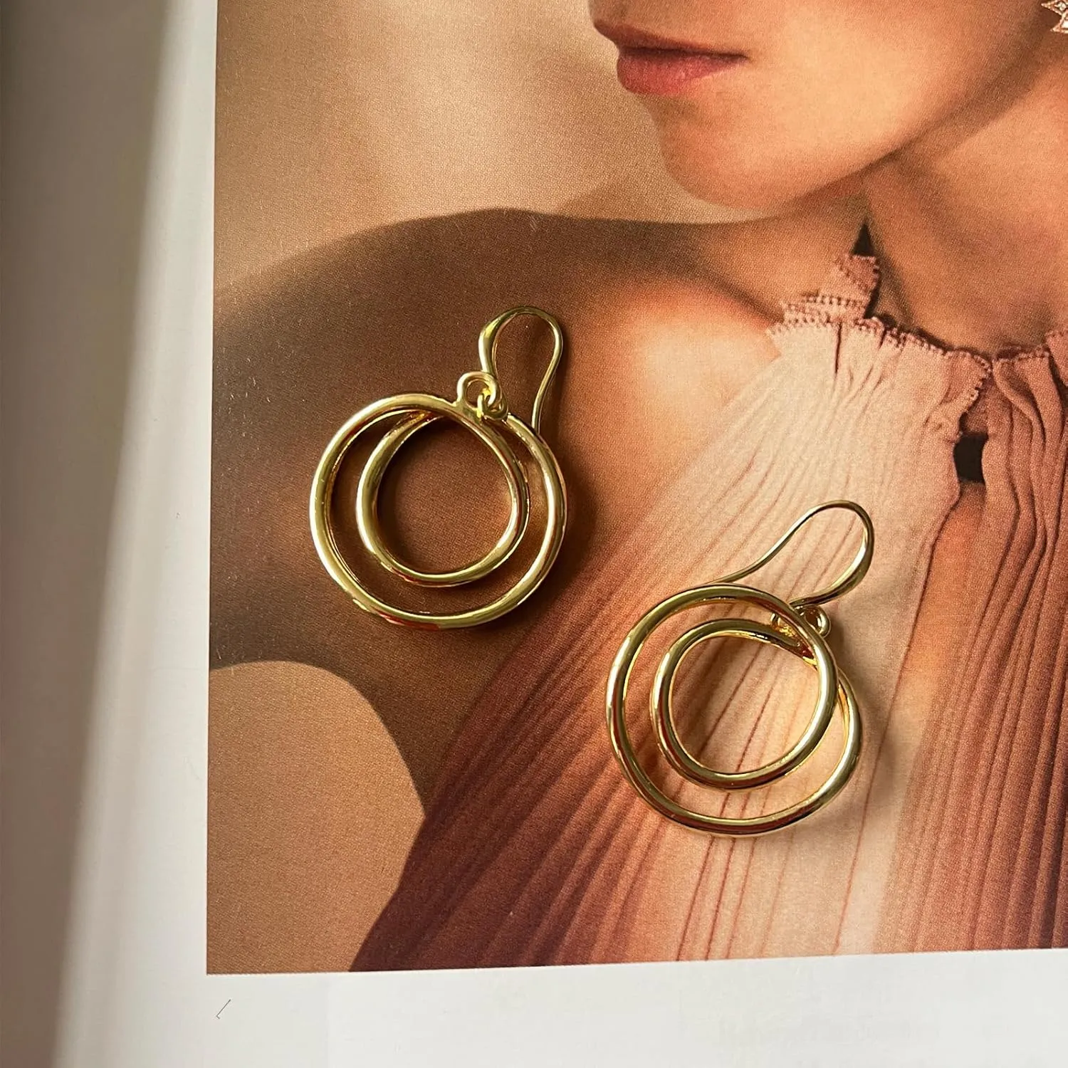 Dangle Earrings for Women 14k Gold Plated Teardrop Dangle Earrings Lightweight Minimalist Geometric Hoop Long Drop Dangle Earrings for Women Birthday Party Gift