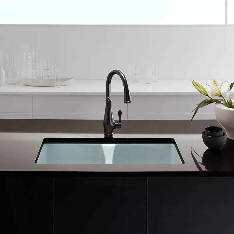 Deerfield 22" x 33" x 9.63" Enameled Cast Iron Double-Basin Undermount Kitchen Sink in Biscuit