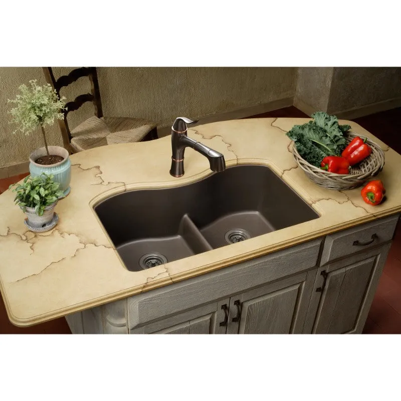 Elkay Quartz Classic 20" x 33" x 9.5" Double Basin Undermount Sink