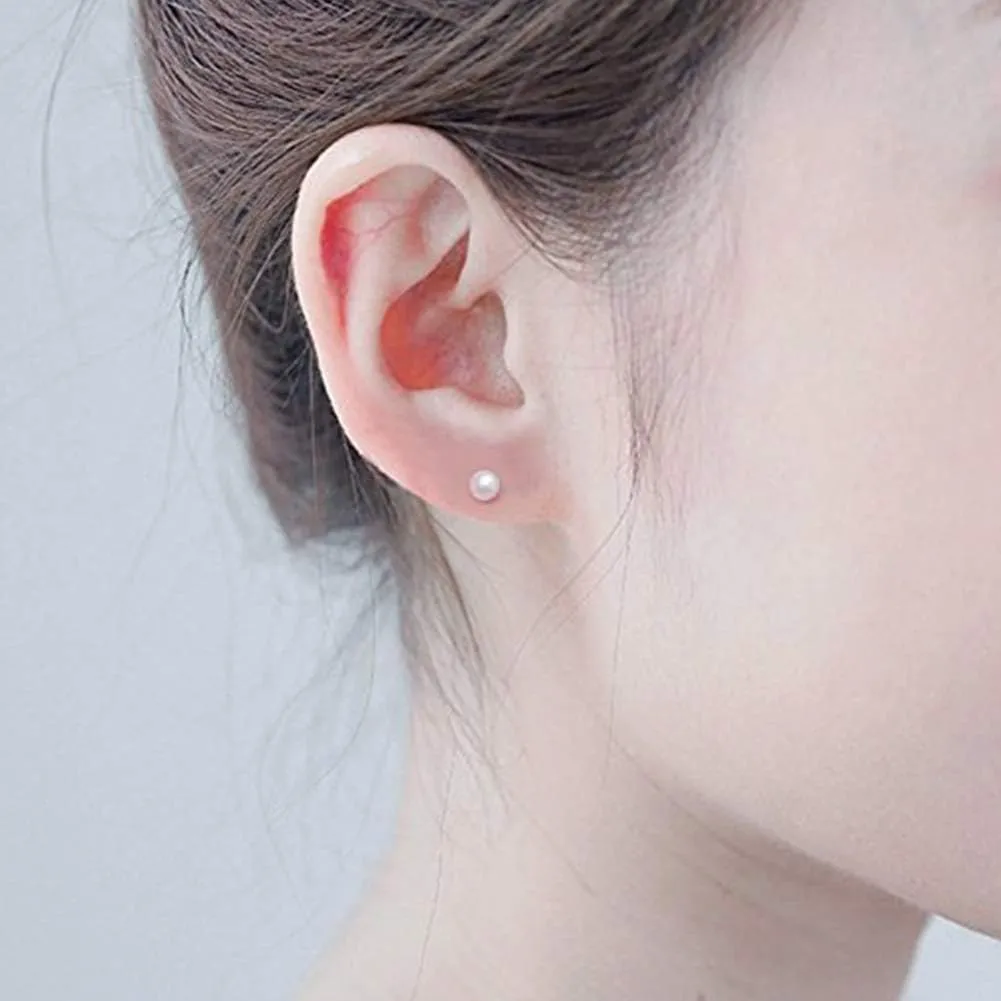 EPIRORA Sterling Silver Stud Earrings for Women Men- 3 Pairs 3mm Tiny Ball Stud Earrings Round CZ Earrings Pearl Earrings Set Cartilage Small Tragus Earrings