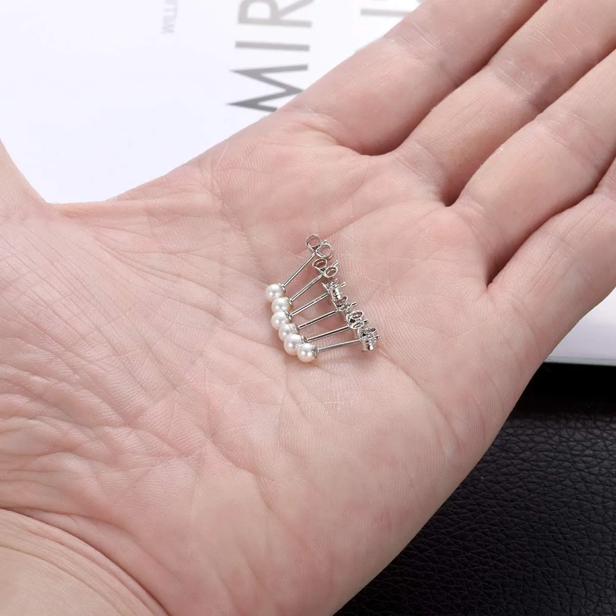EPIRORA Sterling Silver Stud Earrings for Women Men- 3 Pairs 3mm Tiny Ball Stud Earrings Round CZ Earrings Pearl Earrings Set Cartilage Small Tragus Earrings