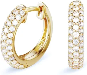 Fully Iced Cz Honey Comb Flower Set Men's Women 3D Gold Hoops Cartilage Cuff Yellow Gold Plated 925 Sterling Silver Ice Out Unisex Huggie Hoop Earrings For Men Jewelry Gifts For Dad Fathers