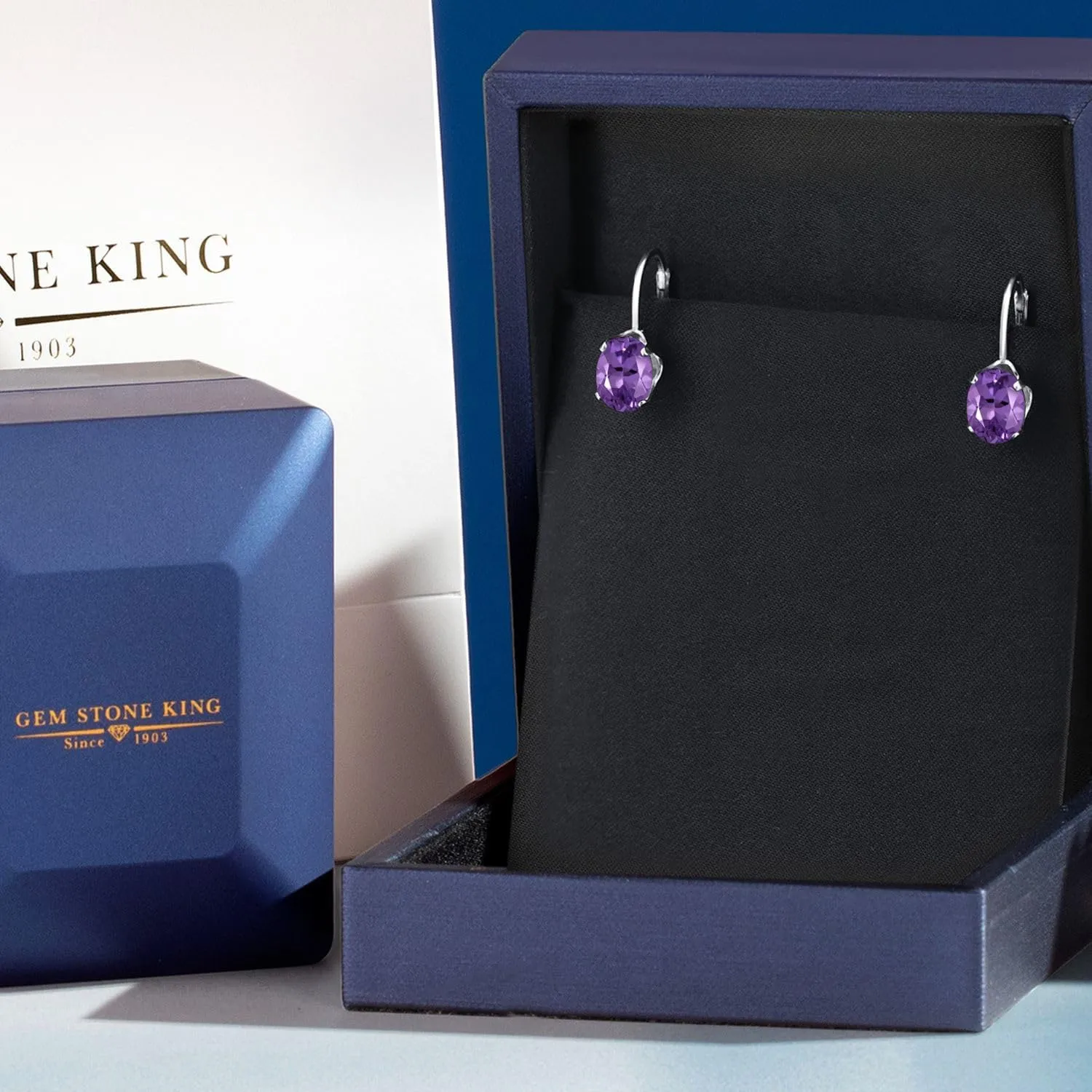Gem Stone King 8X6MM Oval Drop Dangle Earrings for Women | 925 Sterling Silver | Genuine Gemstone Birthstone Leverback Earrings | Fine Jewelry Gifts for Her Mom Women Wife