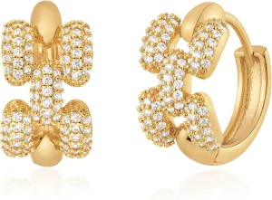 Gold Hoop Earrings for Women Trendy 14K Gold Plated Cubic Zirconia Sterling Silver Post Gold Earrings Hypoallergenic Simple Gold Jewelry