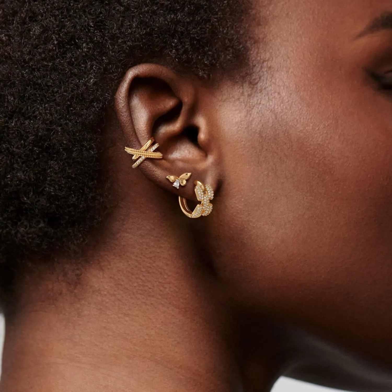 Gold Hoop Earrings for Women Trendy 14K Gold Plated Cubic Zirconia Sterling Silver Post Gold Earrings Hypoallergenic Simple Gold Jewelry