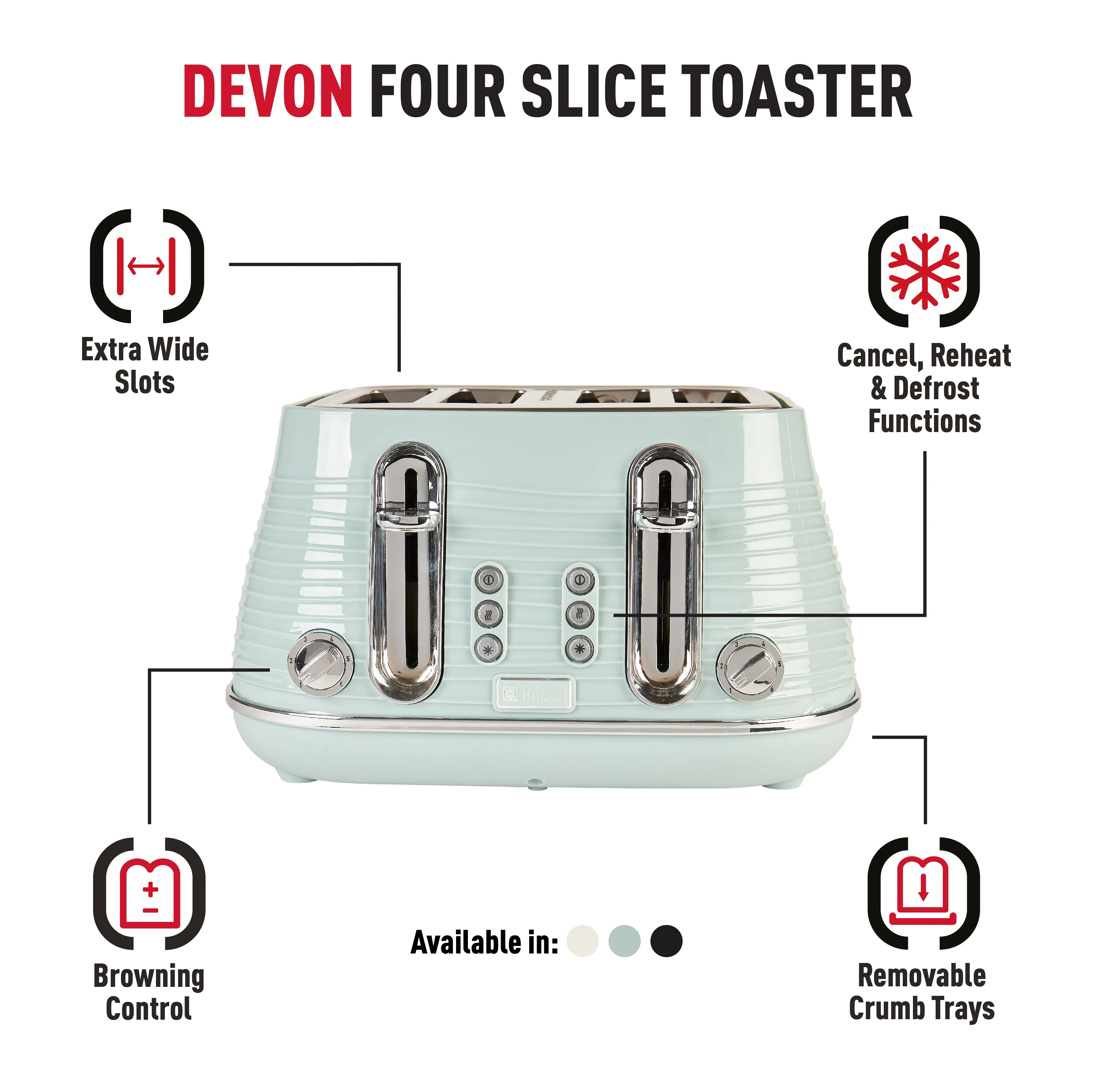 Haden Devon Eucalyptus 4 Slice Toaster