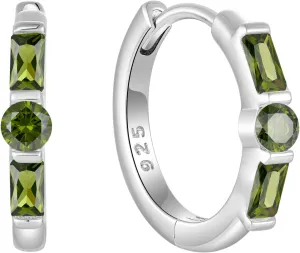 Huggie Hoop Earrings for Women 925 Sterling Silver Half Eternity Earrings Birthstone Jewelry Gifts for Her