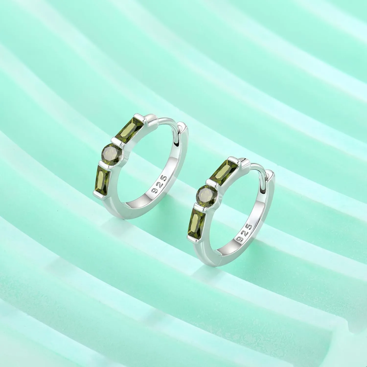 Huggie Hoop Earrings for Women 925 Sterling Silver Half Eternity Earrings Birthstone Jewelry Gifts for Her