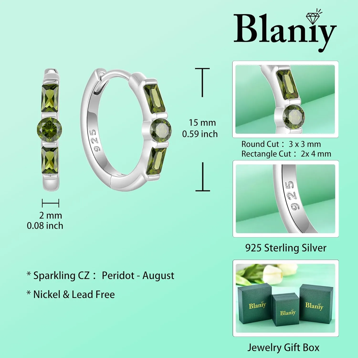 Huggie Hoop Earrings for Women 925 Sterling Silver Half Eternity Earrings Birthstone Jewelry Gifts for Her
