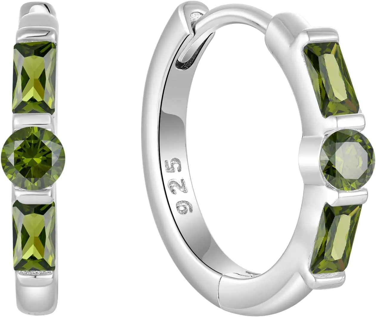 Huggie Hoop Earrings for Women 925 Sterling Silver Half Eternity Earrings Birthstone Jewelry Gifts for Her