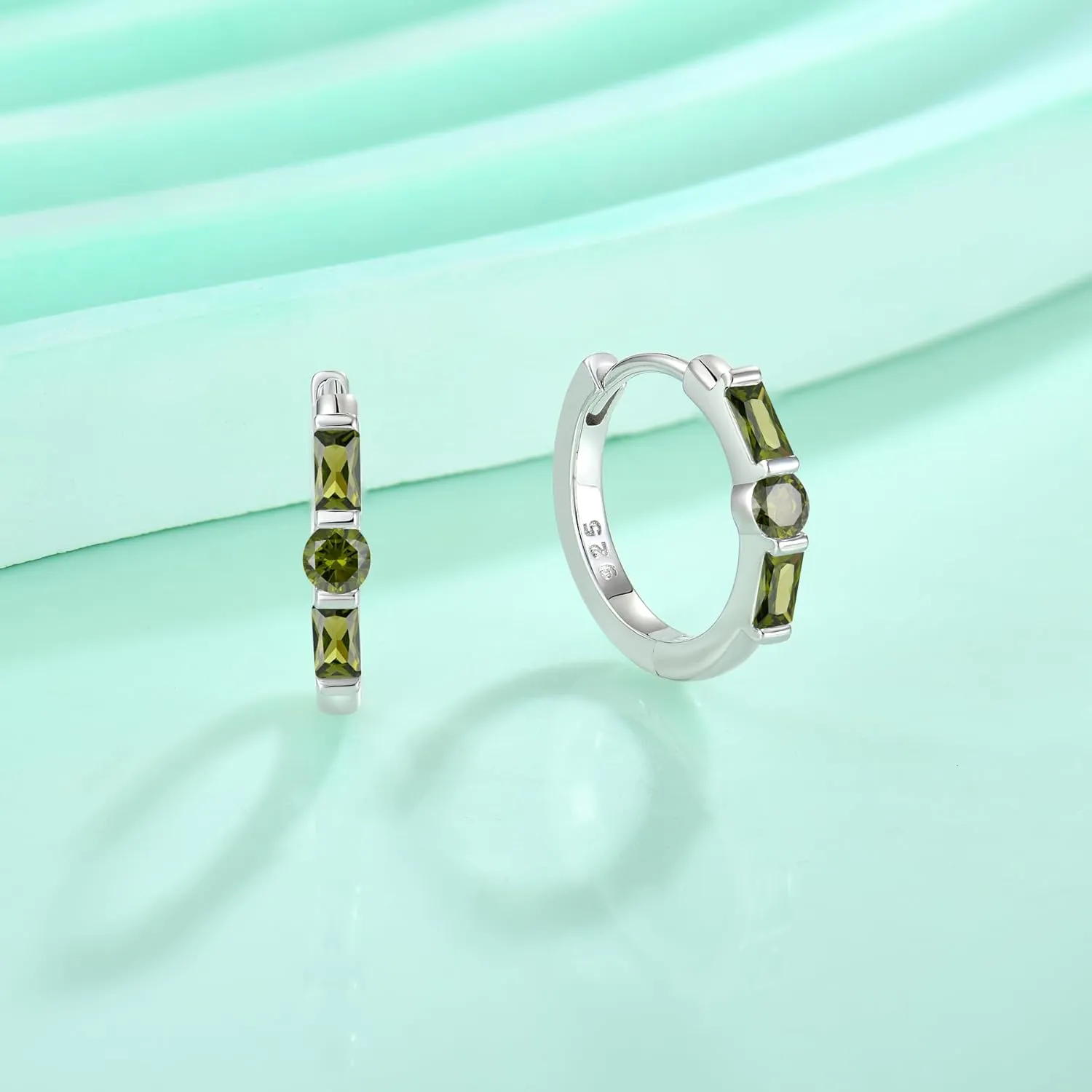 Huggie Hoop Earrings for Women 925 Sterling Silver Half Eternity Earrings Birthstone Jewelry Gifts for Her
