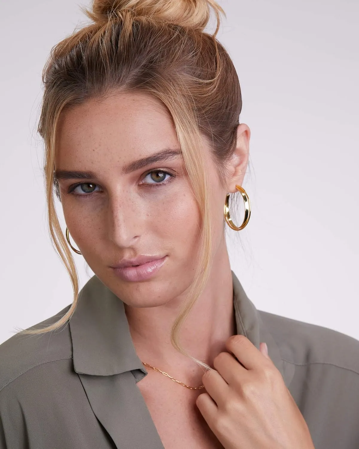 Milla Open Hoop Earrings For Women Trendy, Gold Thick Hoop Earrings for Women or Chunky Silver Hoop Earrings, Hypoallergenic and Easy to Wear
