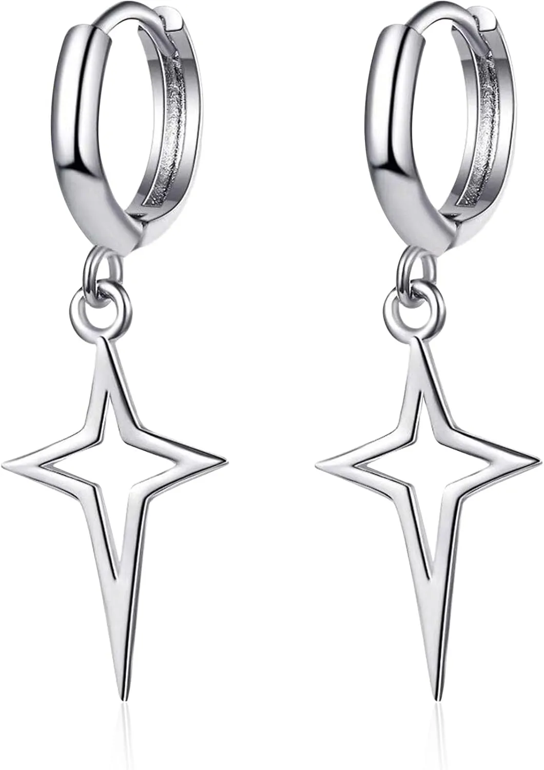 Minimalist Cross Hollow Star Dangle Drop Small Hoop Earrings Constellation Tiny Star Cartilage Huggie Earring Jewelry