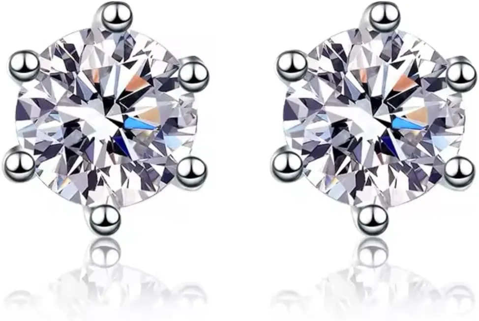 Moissanite 925 Sterling -Silver Stud 3CT Earing & Nose Ring D Color, Sourced For Both Female & Male. Stone Quality, Round Shape Diamond, VVS1. SpecialOccassions Including Birthday Wedding Anniversary.