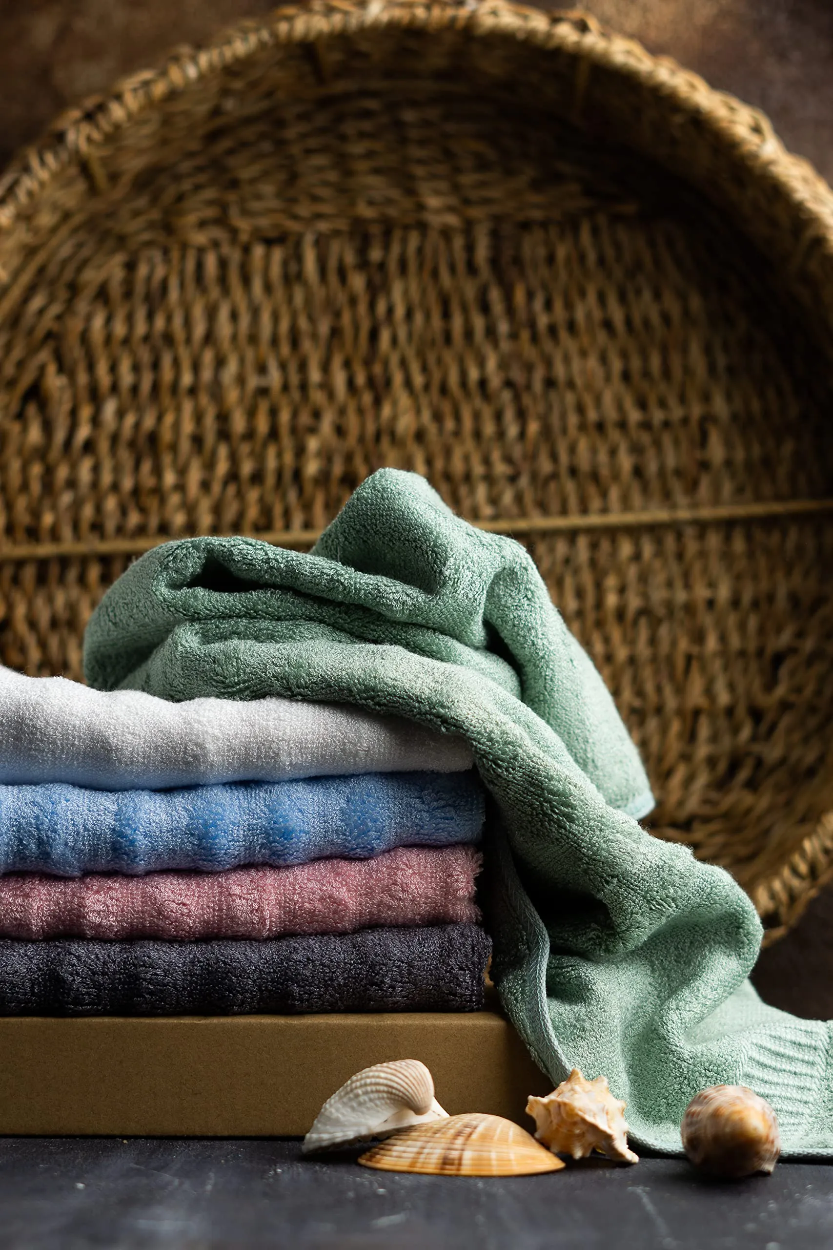 Mush 600 GSM Hand Towel Set of 6 | 100% Bamboo |Ultra Soft, Absorbent & Quick Dry Towel for Bath, Gym, Pool, Travel, Spa and Yoga | 29.5 x 14 Inches (6, Olive Green)